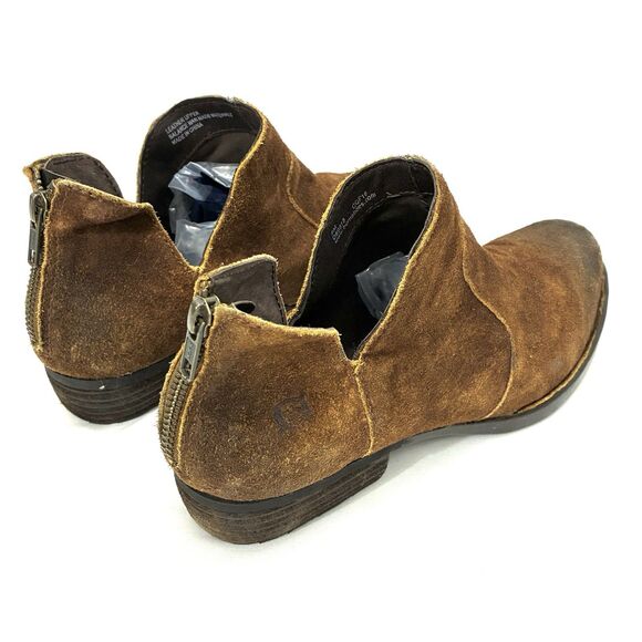 Born Bootie Brown Suede Leather Back Zip Low Cut Ankle Boots sz 8 Preowned - Picture 10 of 13